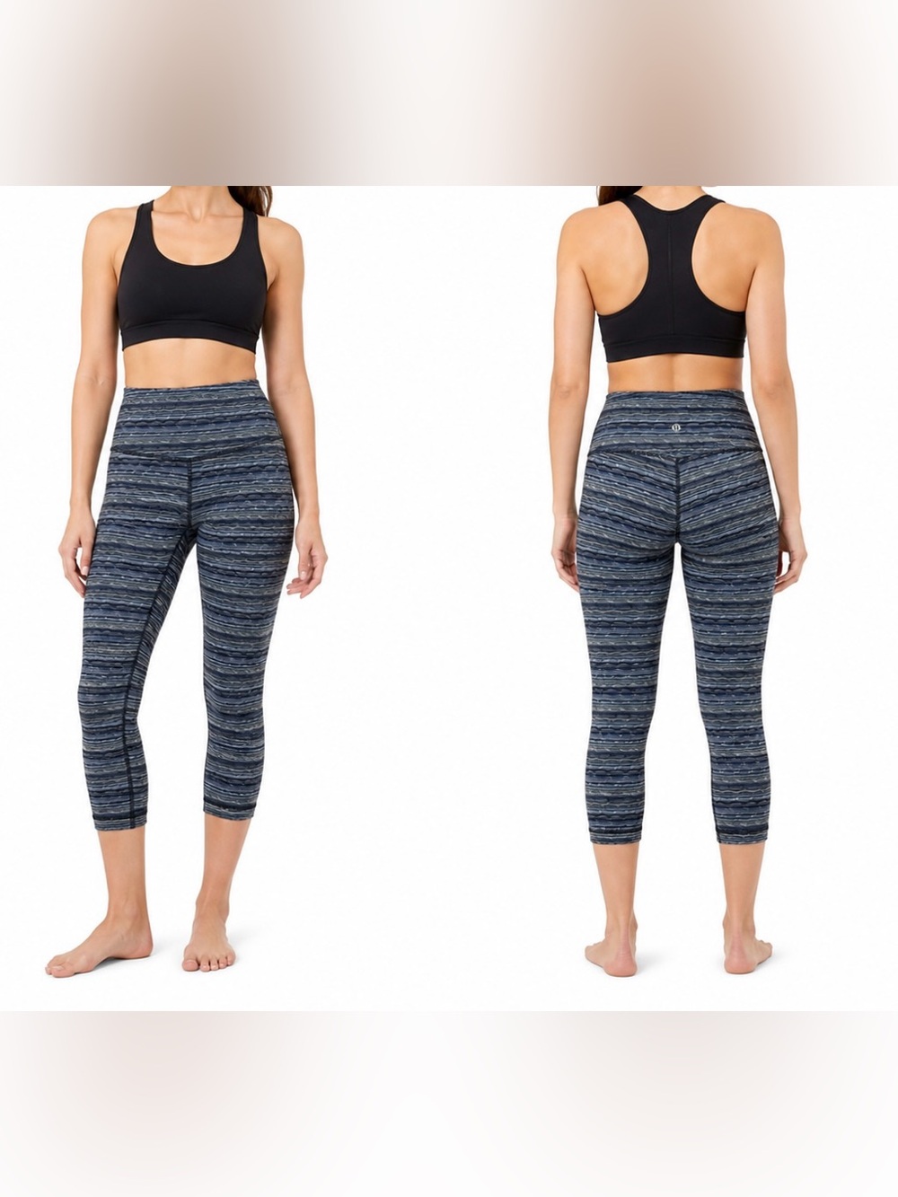 Lululemon Wunder Under Crop in Space Dye Twist Blue Size 4